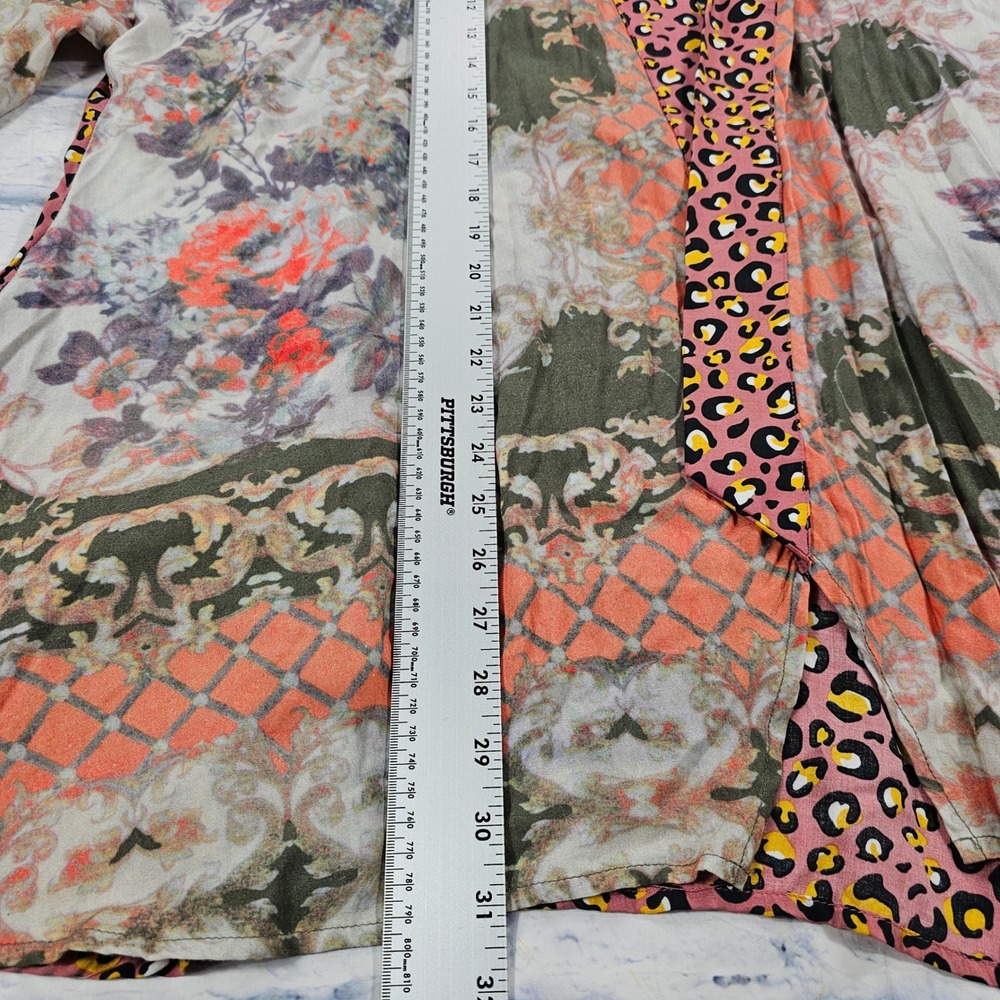 Aratta Silent Journey Kimono Cardigan Womens OS Pink Floral Leopard Mixed Print - Picture 6 of 13